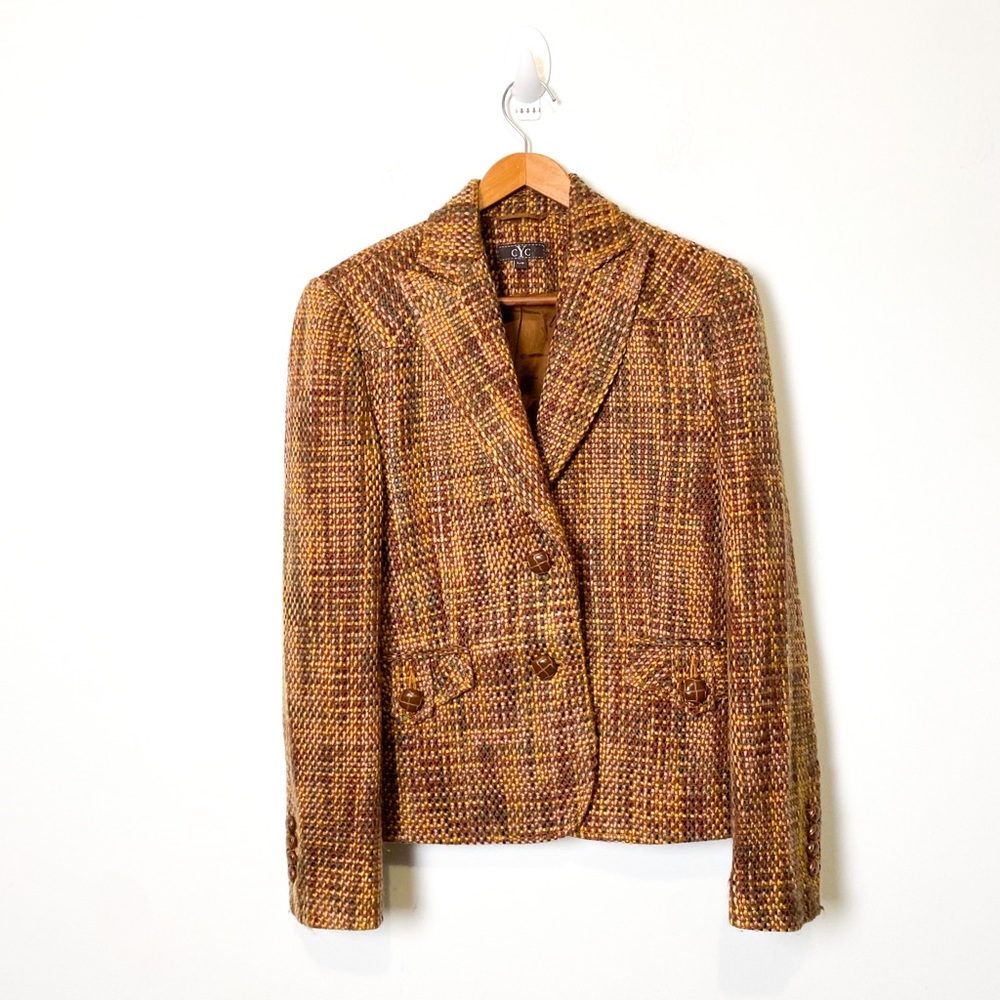 CYC Seventies Tweed Yellow Wool Blazer Woven Jacket